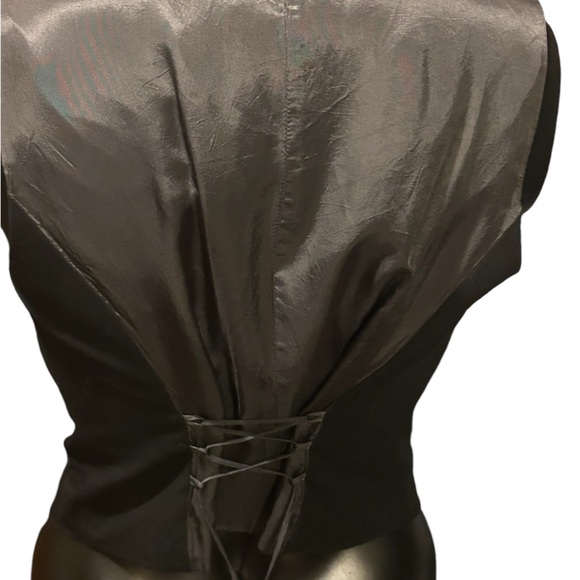 Mossimo black vest. 3 buttons, front non working pockets. Lace up back - Picture 4 of 5
